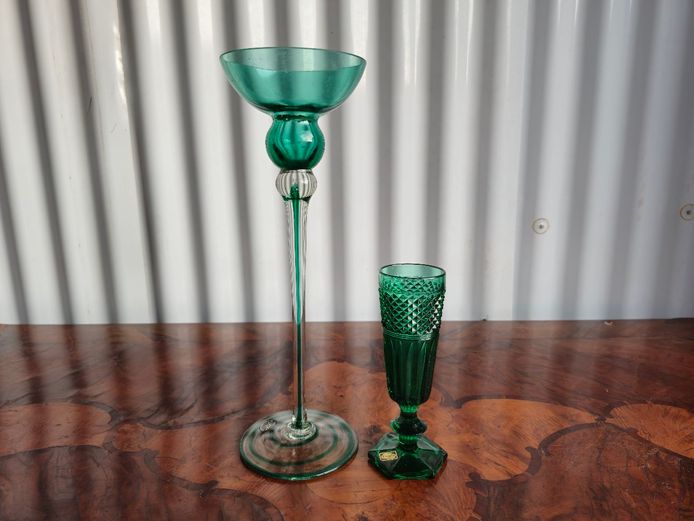 Vintage Italian Cristallin Vase & Józefina Polish Glass Candle Holder