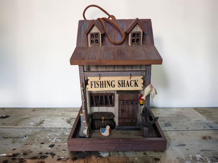 Charming Rustic "Fishing Shack" Decorative Birdhouse