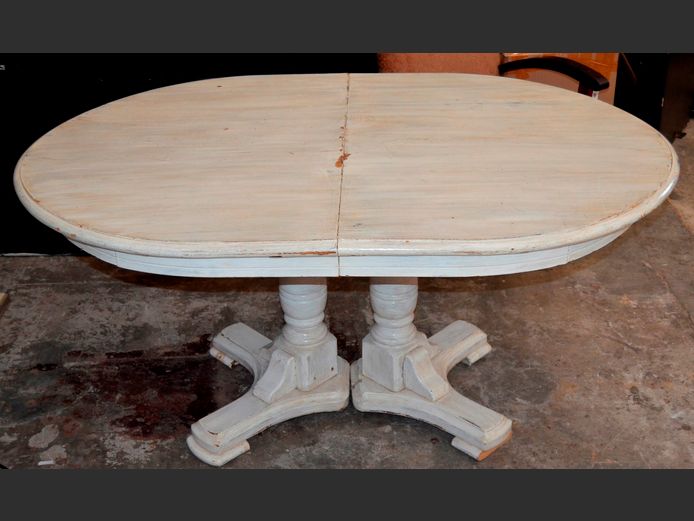 OAK UNDER WHITE PAINT DINING TABLE, 153 x 106 x 73cm