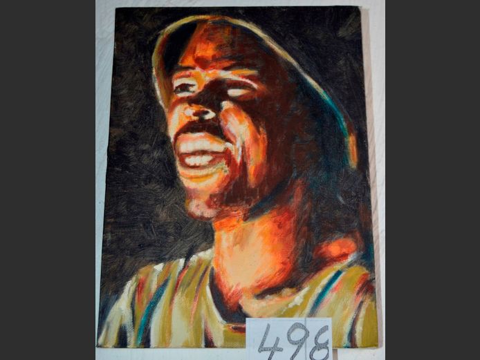 UNFRAMED OIL ON CANVAS "AFRICAN MAN", 30.5 x 22.5cm