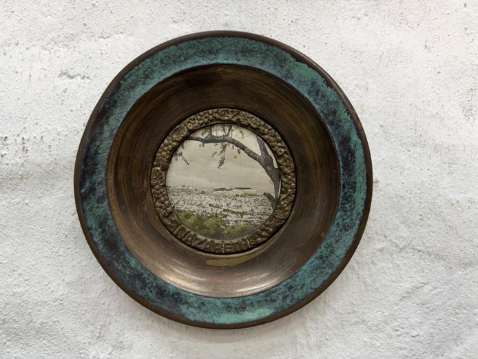 Hand-Crafted Verdigris Copper Wall Plaque of Nazareth Landscape