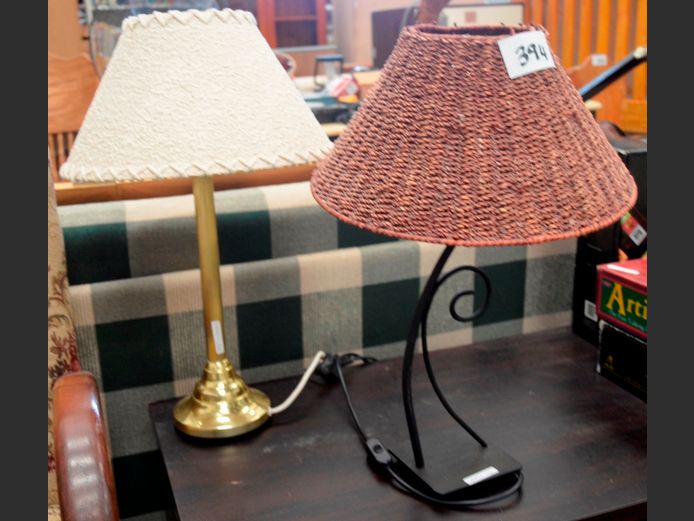 LOT: 2 x LAMPS WITH SHADES, 54cm High & 51cm High