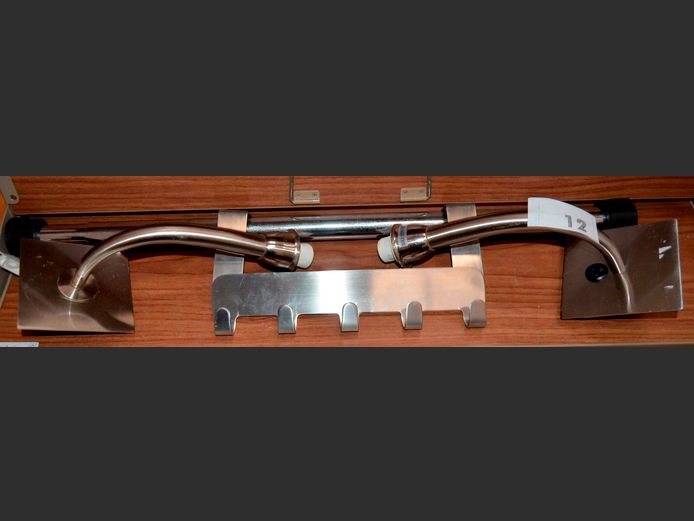 PAIR CHROME WALL MOUNT LIGHTS & A COAT HOOK