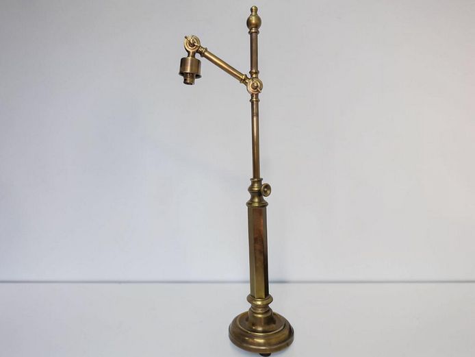 Vintage-Style Adjustable Brass-Tone Metal Desk Lamp with Weighted Base