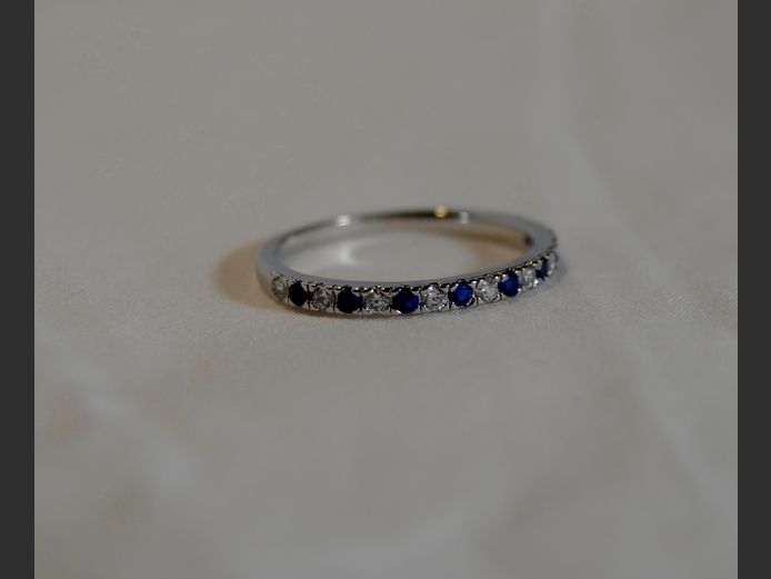PROMISE RING WITH BLUE SAPPHIRE & CUBIC ZIRCONIA
