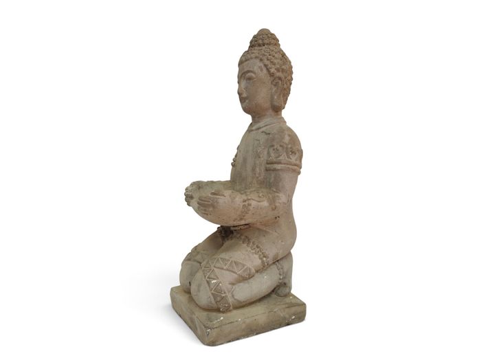 Southeast Asian Style Kneeling Figure Holding a Shallow Bowl