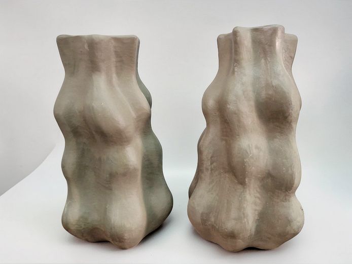 Pair of Contemporary Organic Form Fiberglass Vases