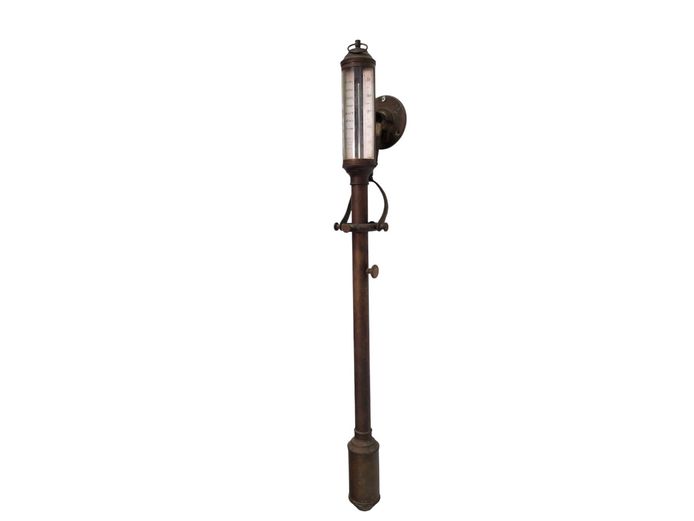 Antique Brass Gimballed Marine Stick Barometer - London