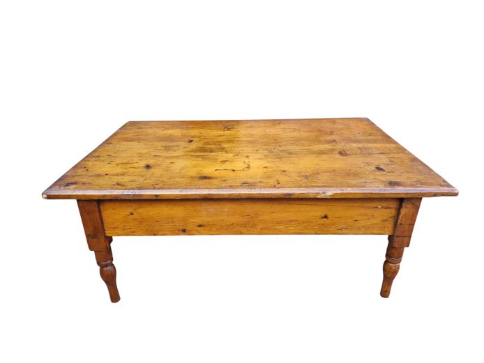 Antique Rustic Oregon Pine Coffee Table / Low Tavern Table