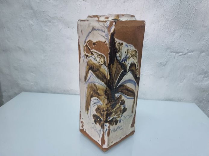 Mid-Century Studio Pottery Square Pillar Vase