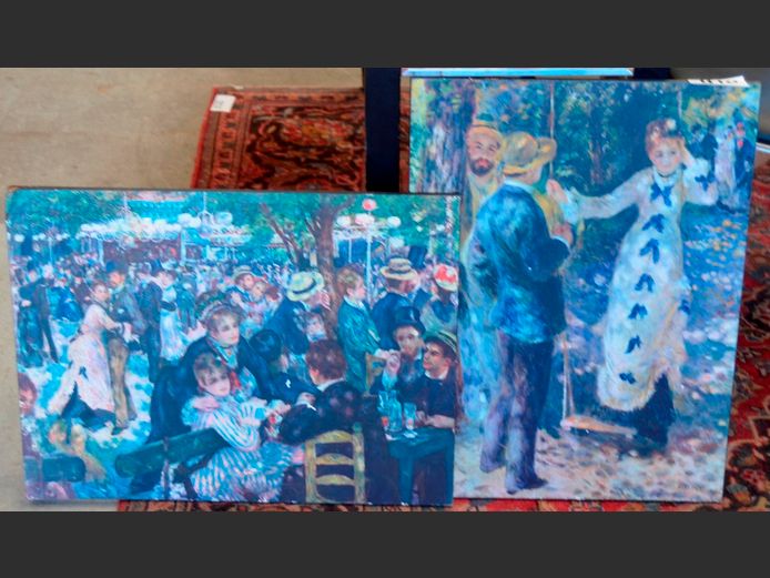 LOT OF 2: PRINTS ON BOARD, 57 x 42cm