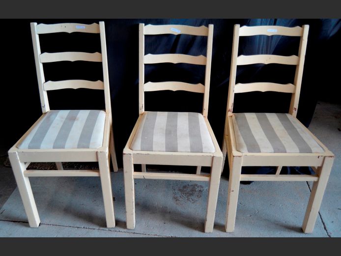 SET OF 3 LADDER BACK DINING CHAIRS [Needs a clean]