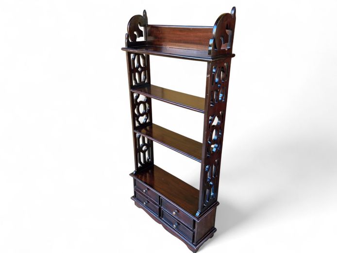 Mahogany Chippendale Style Wall Rack with Drawers