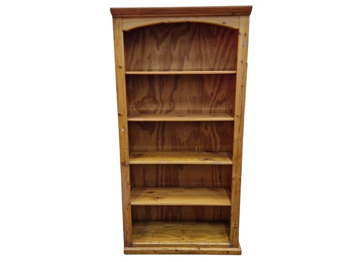 Rustic Solid Pine Tall Arched Bookshelf