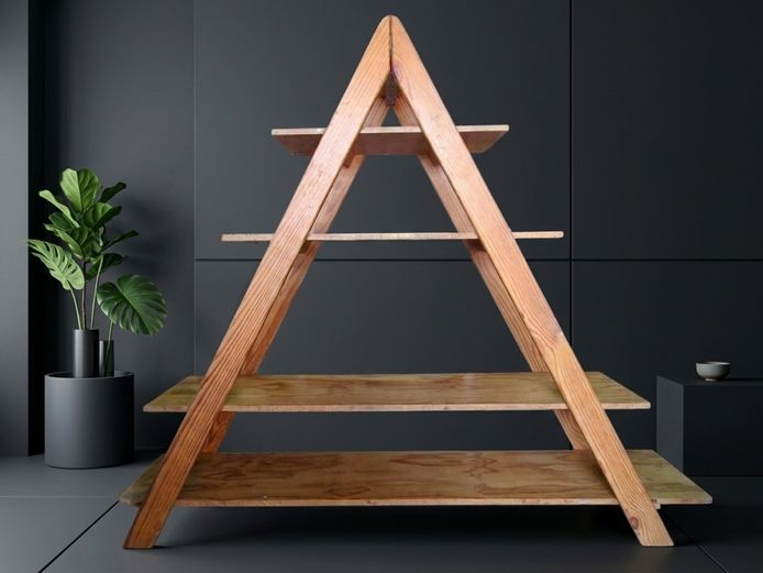 Vintage A-Frame Wooden Display Shelving Unit / Ladder Shelf