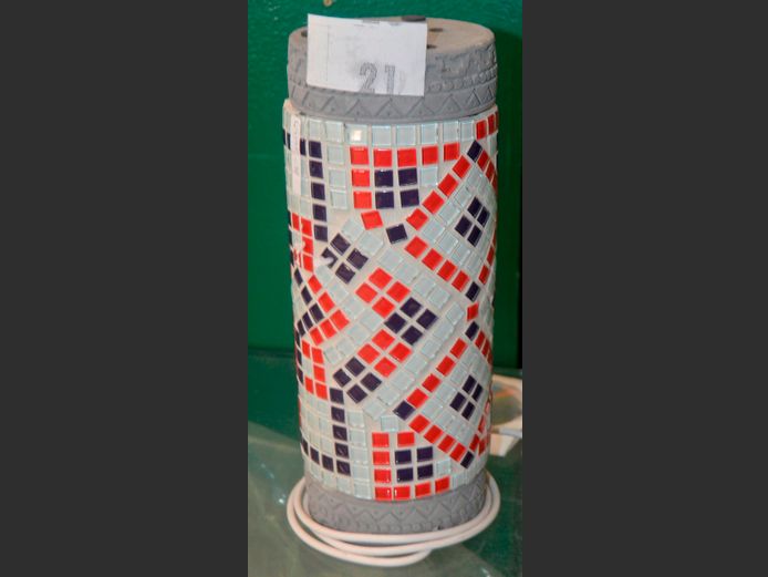 MOSAIC CYLINDRICAL LAMP, 13cm Diameter x 32cm High