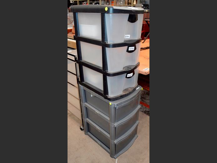 LOT OF 2: BLACK & GREY 3-DRAWER SPACE SAVERS, 47 x 36 x 64cm & 50 x 38 x 60cm