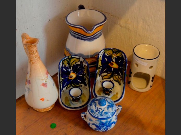 ROYAL DOULTON PITCHER, ALCONDE HAND PAINTED VASE, etc