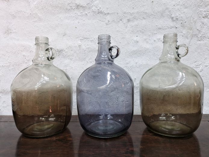 Set of Three Vintage Glass Demijohns