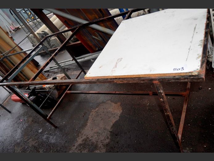 BLACK METAL WORK TABLE FRAME, 196 x 91 x 81cm