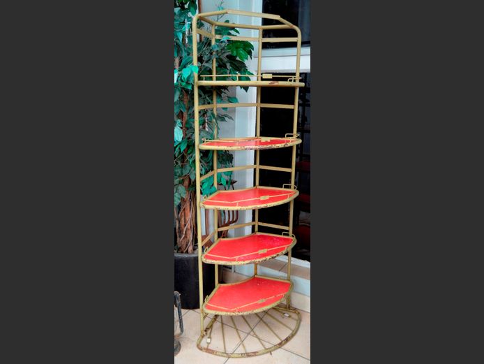 MID-CENTURY METAL 5-TIER SHELF, 60 x 34 x 172cm
