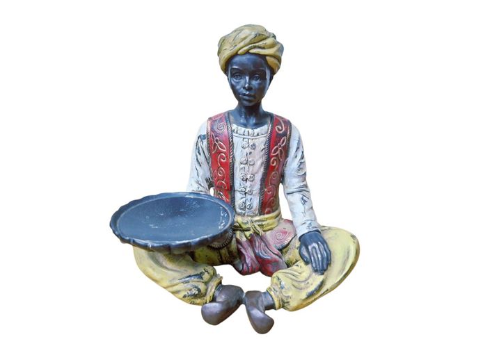Vintage "Moor Man with Bowl" Wood Carved Figurine