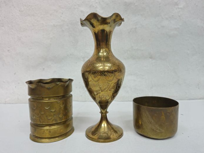Vintage Brass Planter, Vase and Cup