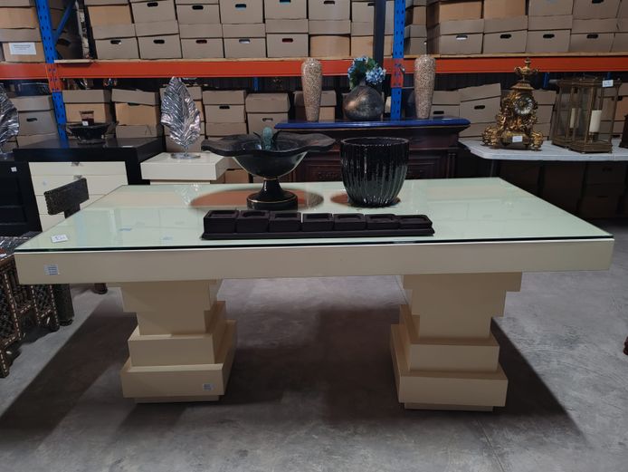 Glass Top Table & Decorative Items (STC)