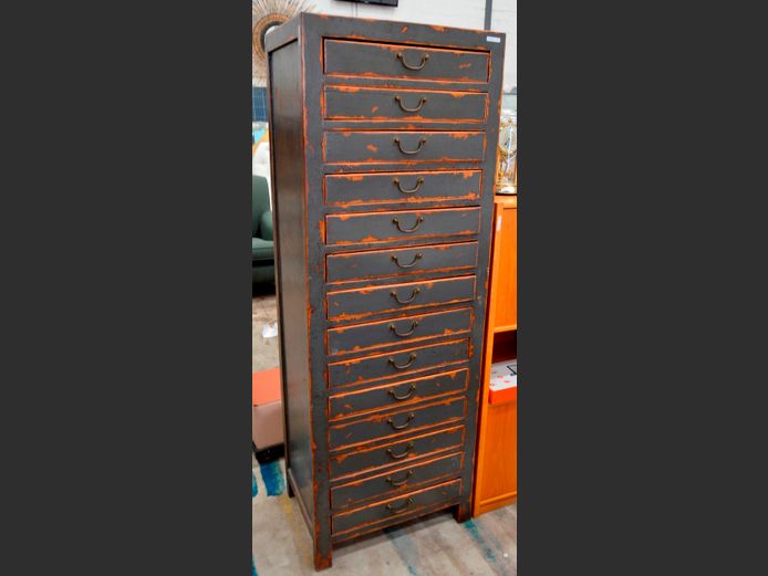 ANTIQUE CHINESE 14-DRAWER TALLBOY, 60 x 43 x 170cm