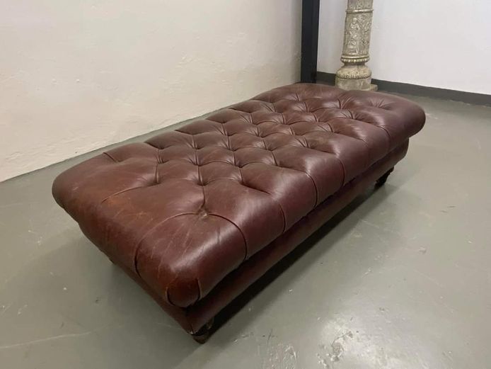 Genuine leather ottoman