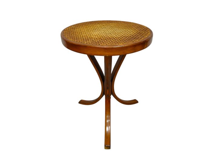 Vintage Bentwood & Woven Cane Top Accent Table