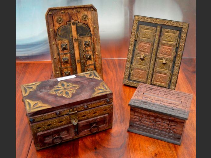 CARVED MOROCCAN STYLE PHOTO FRAMES, JEWELLERY BOX, etc