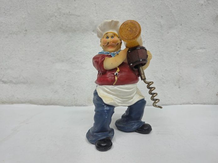 Novelty Italian Chef Figurine Hand-Held Corkscrew Bottle Opener