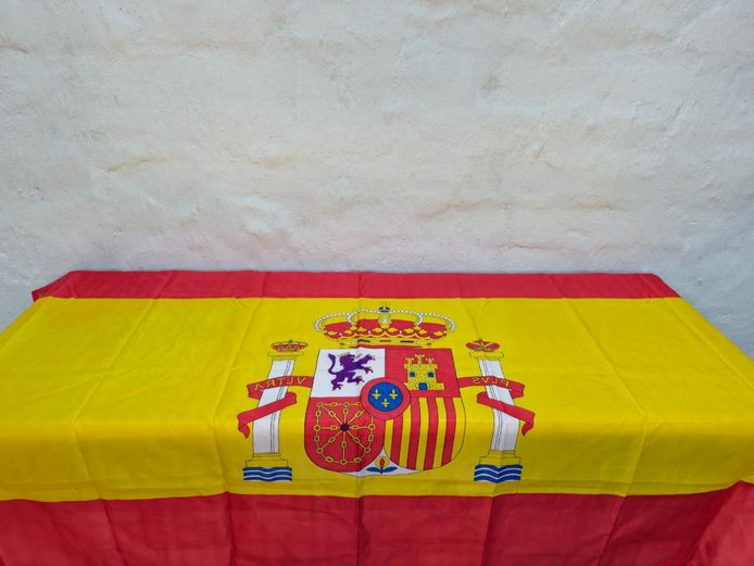Large Textile Spanish National Flag with Coat of Arms