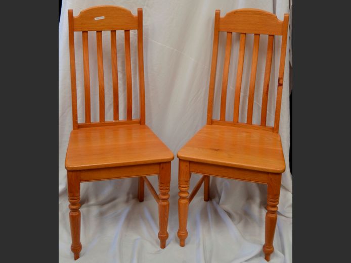 PAIR OAK DINING CHAIRS