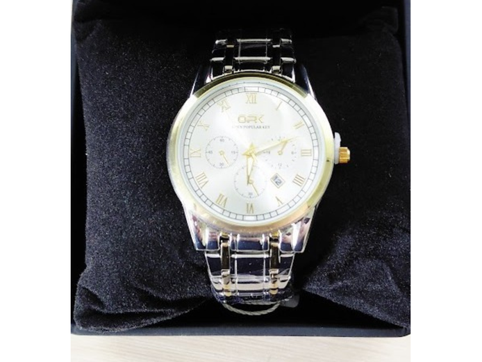 OPEN POPULAR KEY (OPK) MEN'S SILVER AND GOLD QUARTZ WATCH