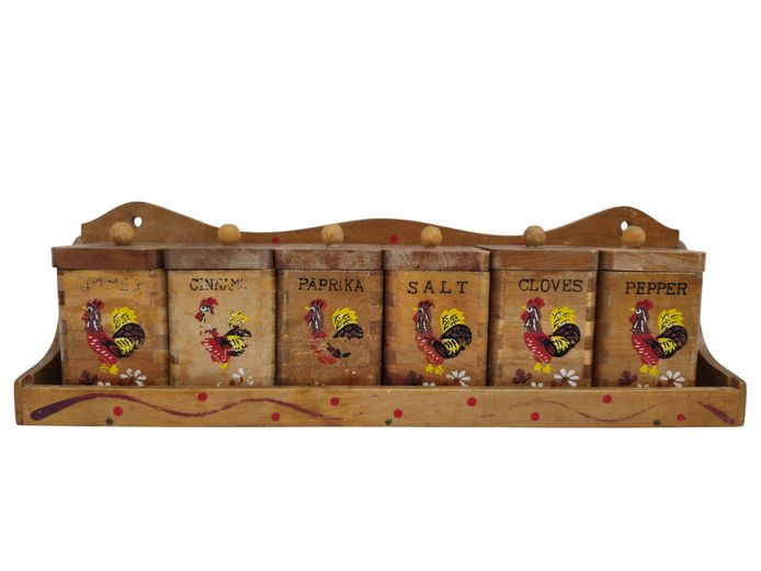 Vintage Farmhouse Style Wooden Spice Rack Set