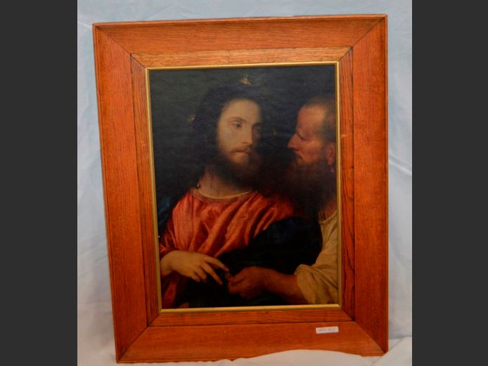 OAK FRAMED PRINT "THE TRIBUTE MONEY" BY TITAN, 50 x 36.5cm