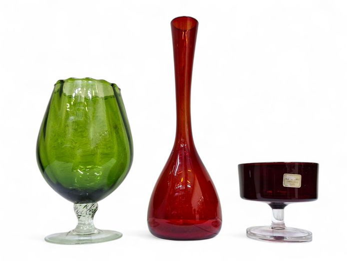 Mid-Century Italian Hand-Blown Glass Vases
