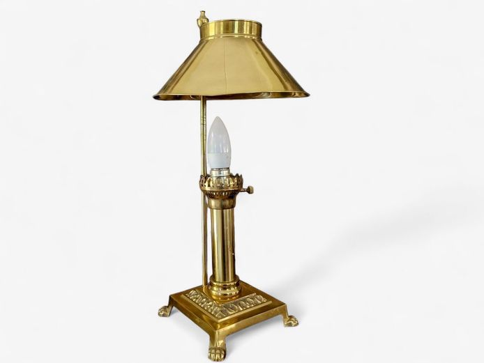 Vintage Brass Lamp with Lion Feet