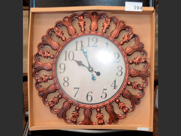 FLEUR DE LIS PLASTIC WALL CLOCK, 50cm Diameter