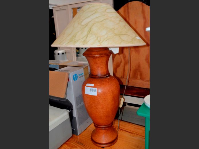 BROWN CERAMIC TABLE LAMP WITH SHADE, 74cm high