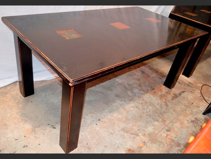 DARK PAINTED 6-SEATER DINING TABLE, 180 x 100 x 76cm
