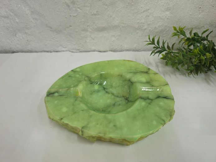 Mid-Century Marbled Green Onyx / Marble Collectible Ashtray