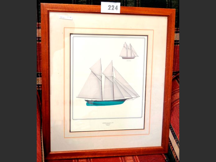 FRAMED PRINT "AMERICA'S CUP, 1871 SAPPHO WINNER", 35 x 28cm