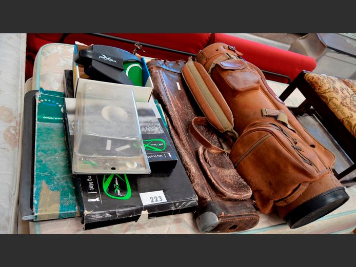 1940's LEATHER GOLF BAG, VINTAGE OCOB PUTTING IMPROVER, COBRA OUTBACK GOLF BAG, MAXED GOLF CLUBS, etc [8,10,11]