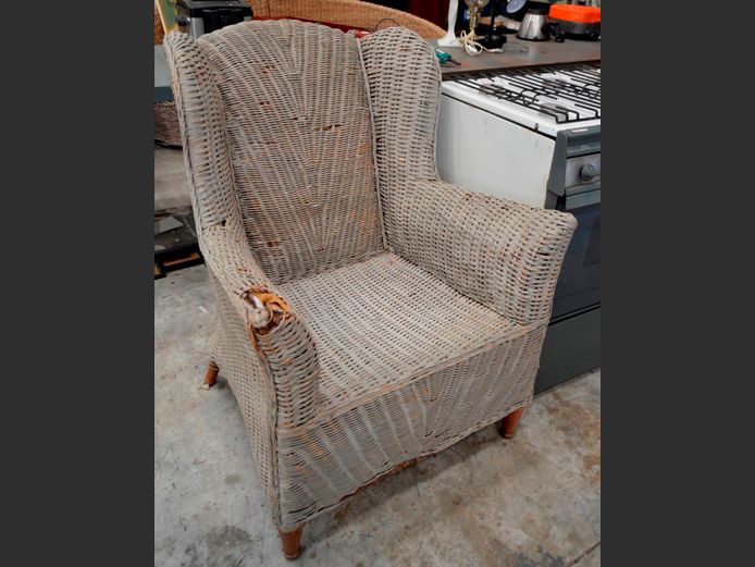WICKER WINGBACK ARMCHAIR [Damaged]