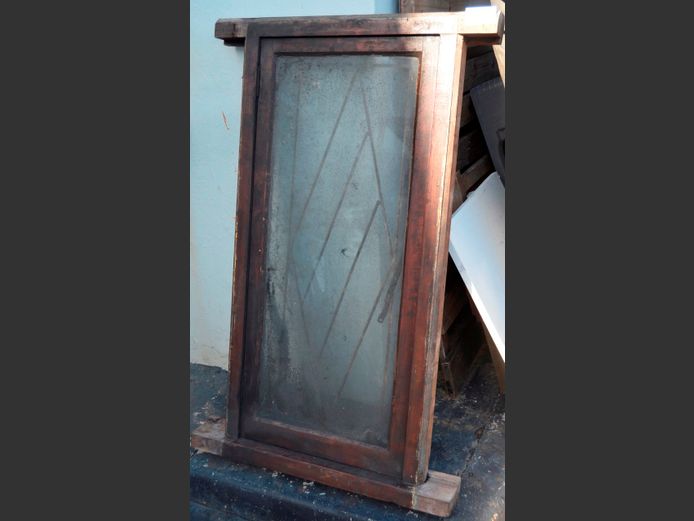 MERANTI WINDOW FRAME WITH GLASS PANES, 121 x 76cm