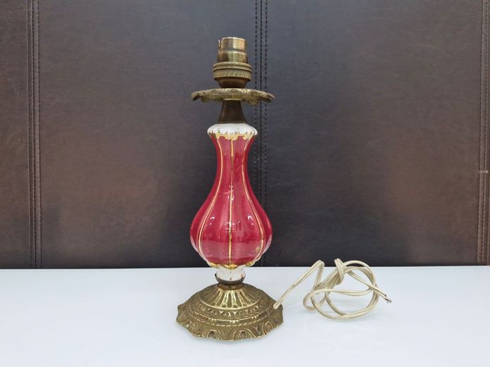 Mid-20th Century Brass and Ceramic Table Lamp