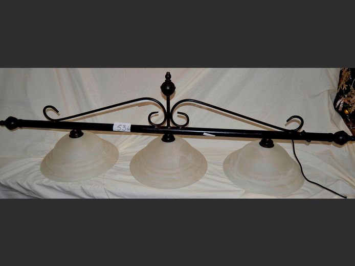 METAL HANGING CEILING LIGHT WITH FROSTED GLASS SHADE, 145 x 33 x 40cm